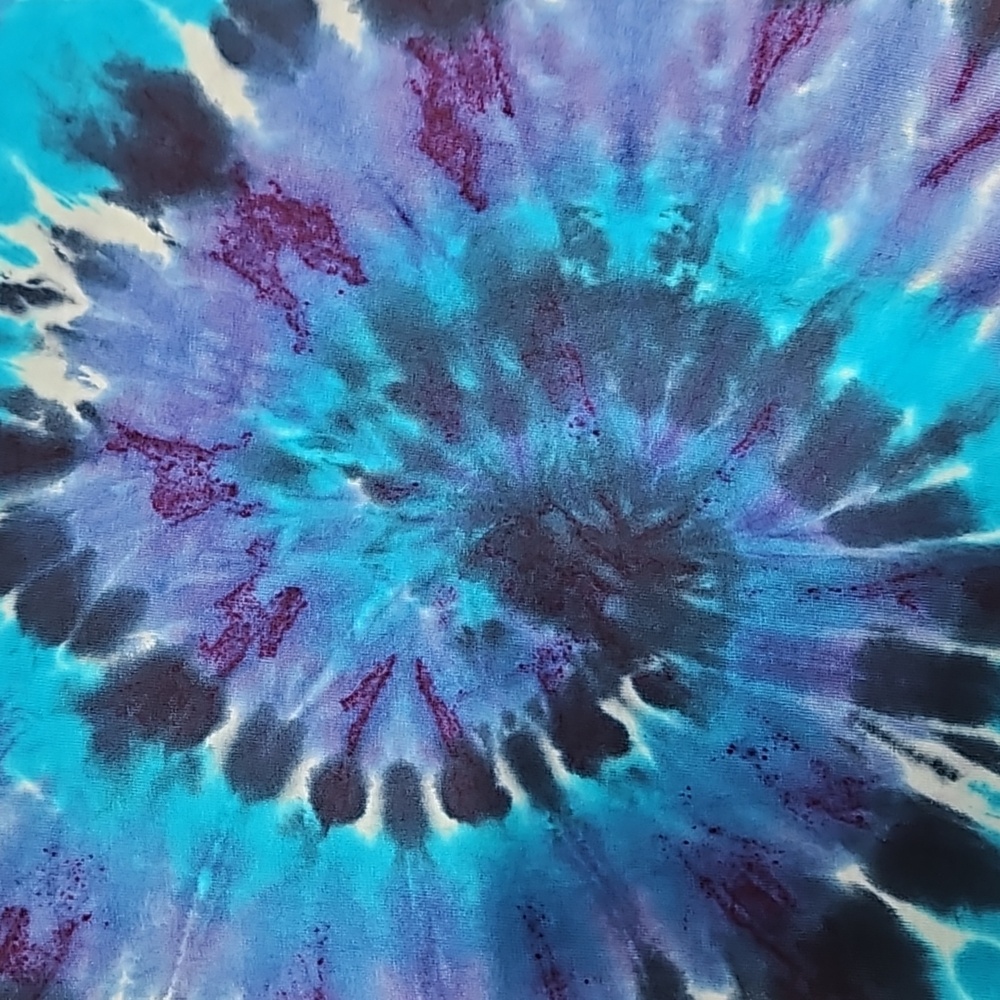 TieDied T-Shirt Swirled Teal Purple Black Men or Women - Picture 3 of 5